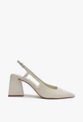 SAPATO SCARPIN SLINGBACK COURO BRANCO