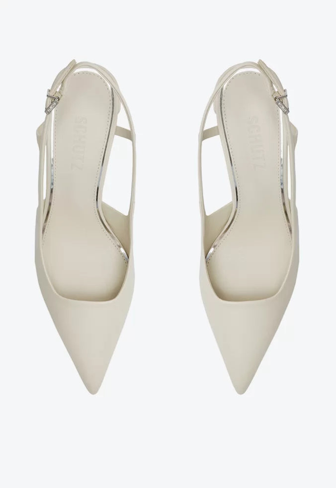 SAPATO SCARPIN SLINGBACK COURO BRANCO