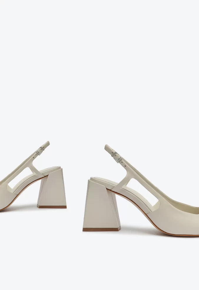 SAPATO SCARPIN SLINGBACK COURO BRANCO