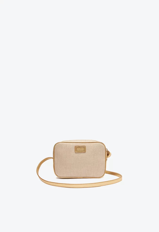 BOLSA TIRACOLO KATE TRAMA NATURAL DOURADO