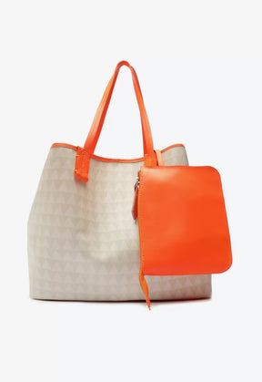 BOLSA SHOPPING LONA OFF WHITE E LARANJA