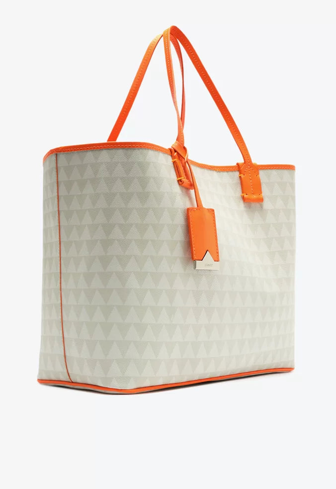 BOLSA SHOPPING LONA OFF WHITE E LARANJA