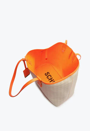 BOLSA SHOPPING LONA OFF WHITE E LARANJA