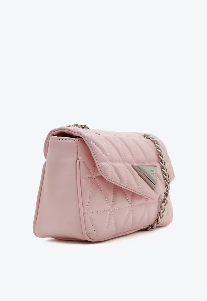 BOLSA MÉDIA TIRACOLO MATELASSÊ ROSA CLARO