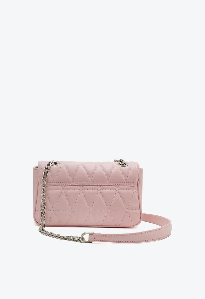 BOLSA MÉDIA TIRACOLO MATELASSÊ ROSA CLARO